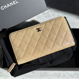 Chanel L-Gusset Zip Wallet Gold Metal NWT RARE LIMITED EDITION